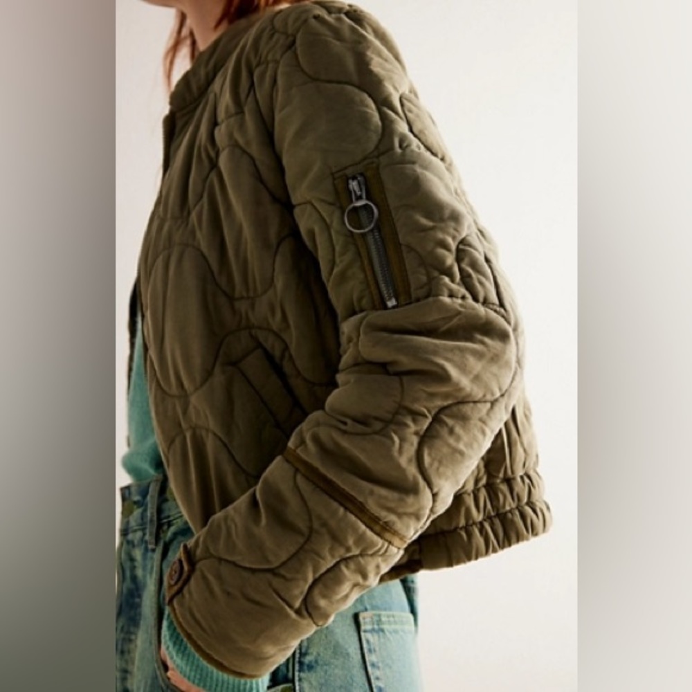 Free People Aura Liner Jacket in Size M Olive/Green/Army